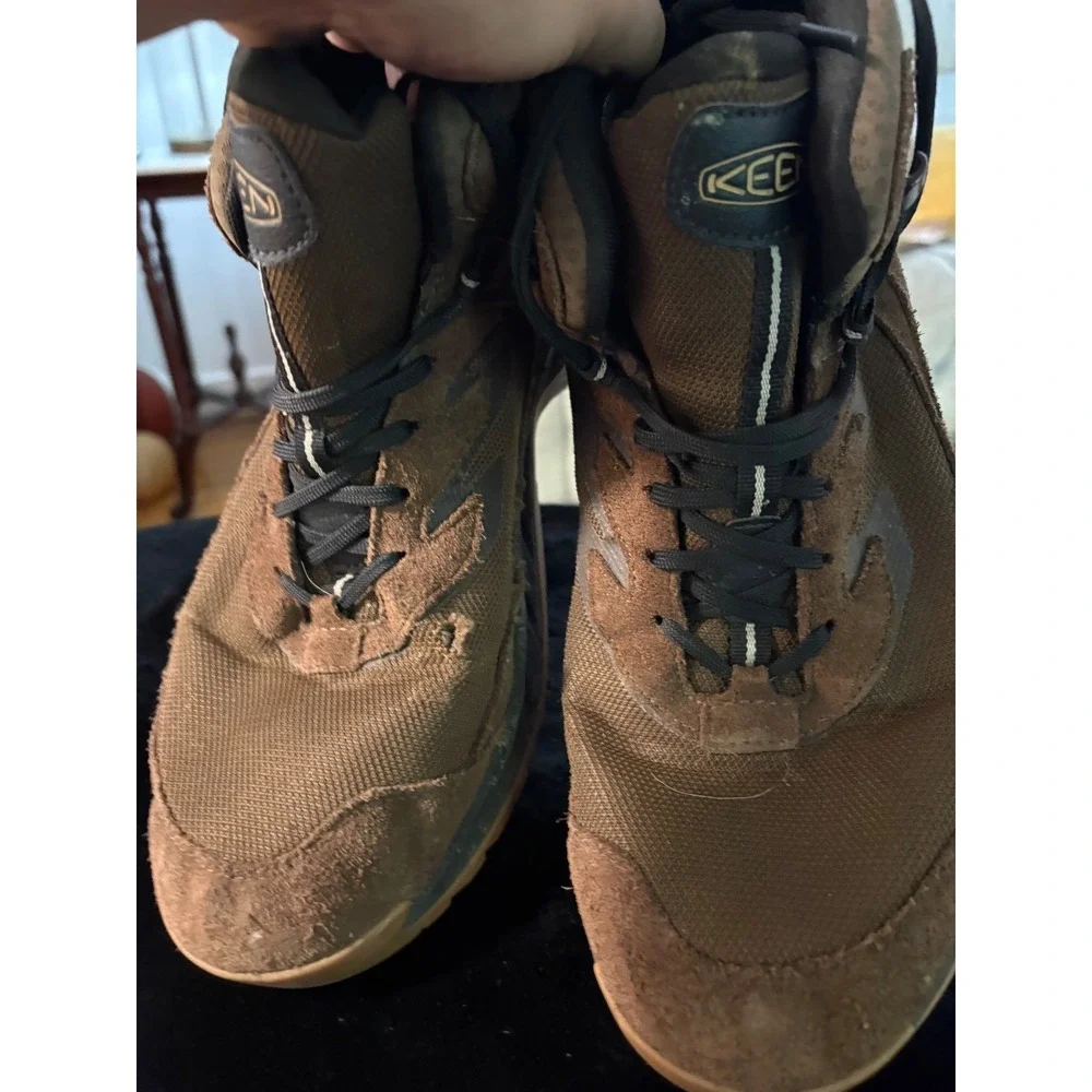 KEEN NXIS EVO Mid Waterproof Hiking Boots Mens 14 Brown Black 1026107